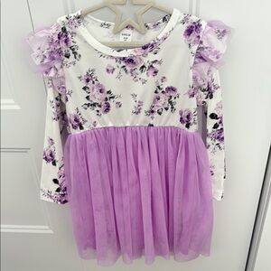 SHEIN Purple Floral Kids Formal Dress